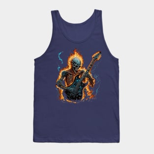 skeleton with fire guitar Tank Top